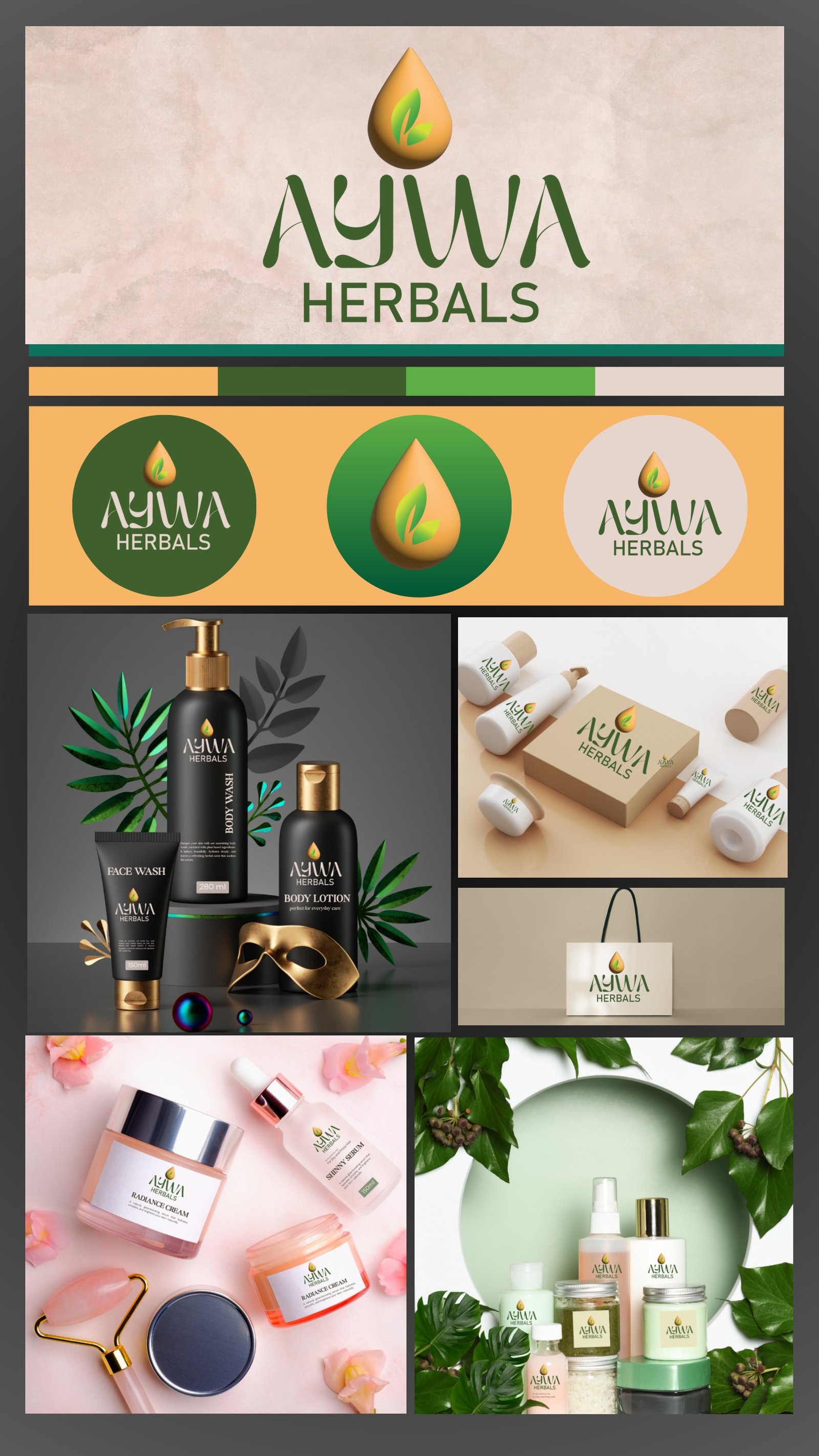 Aywa Herbals brand board light theme