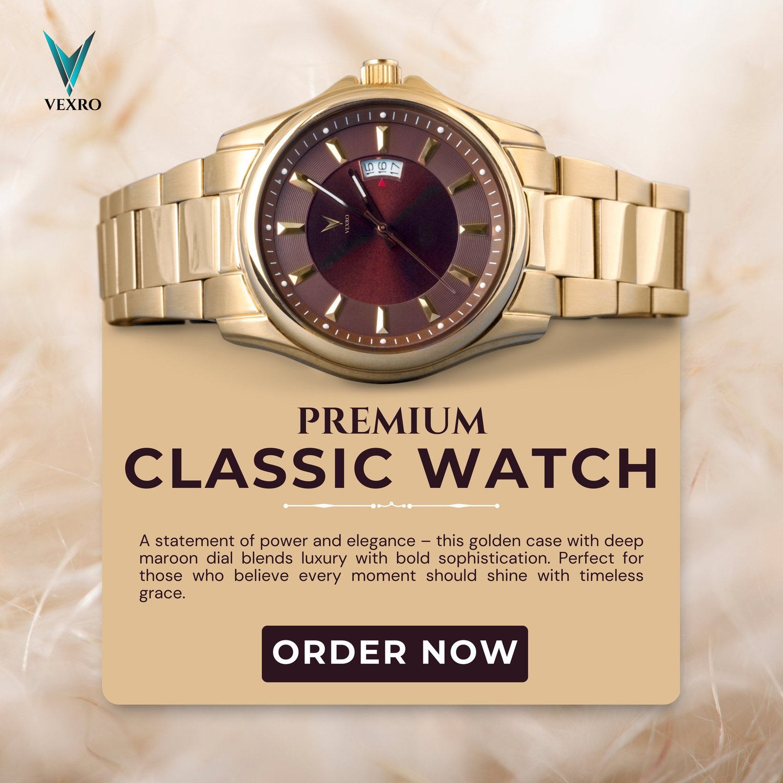 Vexro gold watch ad