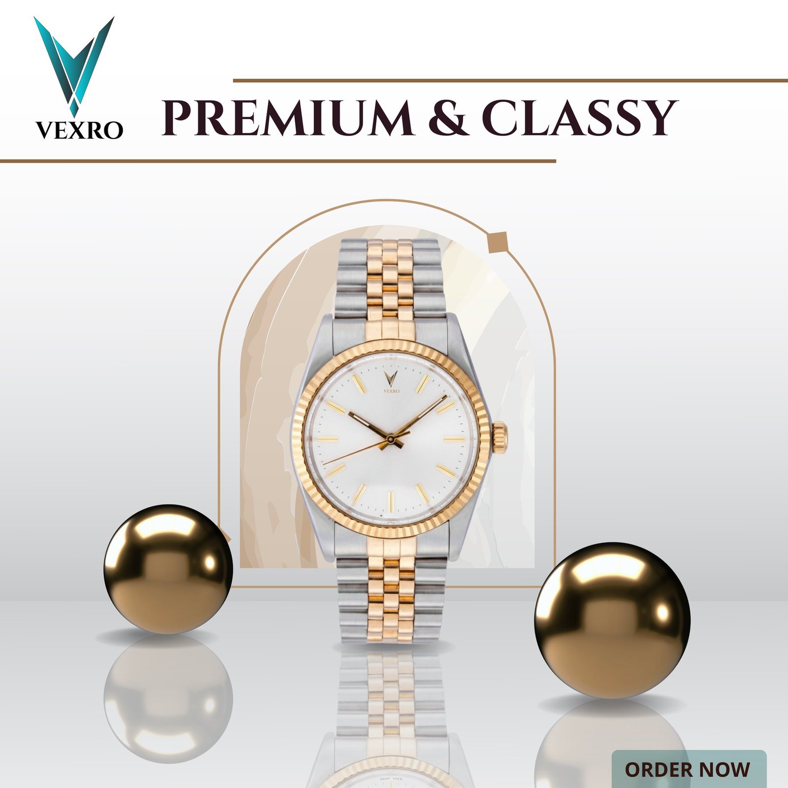 Vexro two-tone watch studio shot