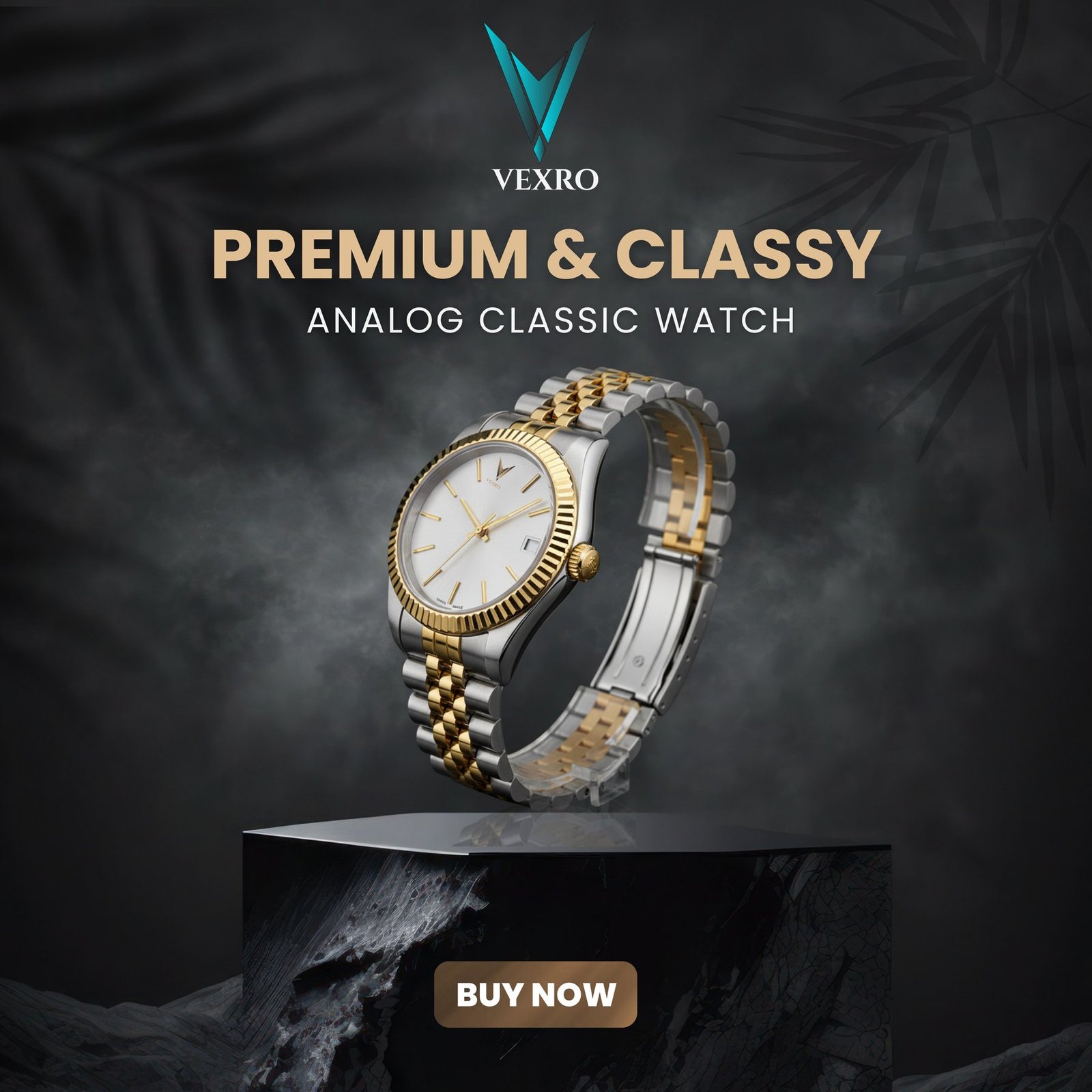 Vexro watch ad, dark backdrop